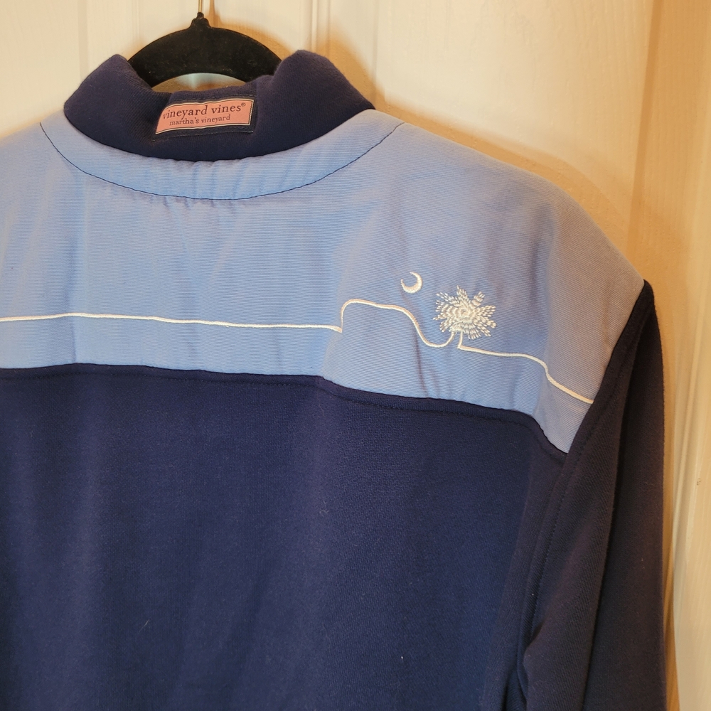 Vineyard Vines Men's 1/4 Zip-Up Sweater in Navy and Light Blue Sz Small - Picture 7 of 14